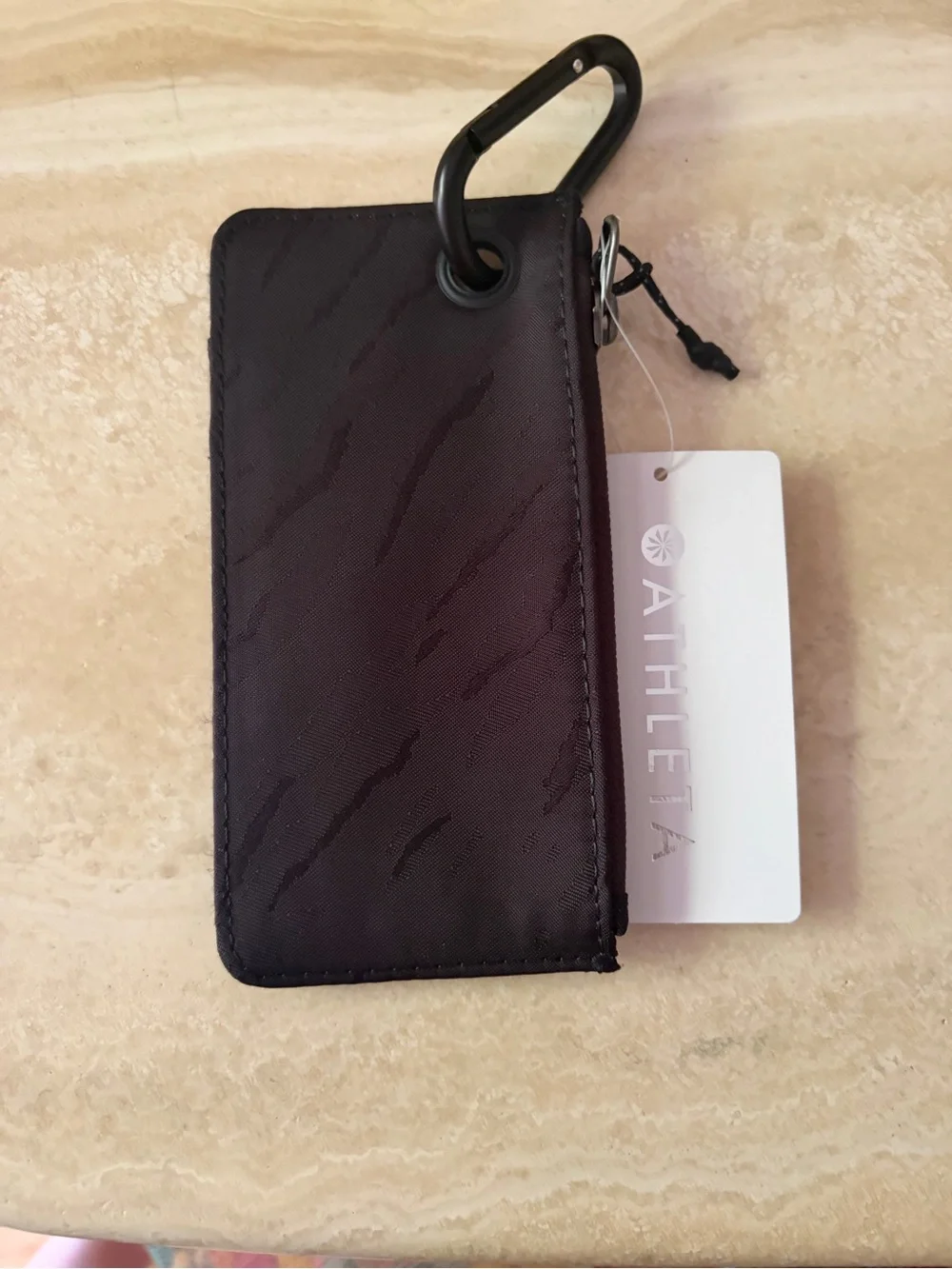 Athleta Coffee Run Black Wallet with Carabiner Clip